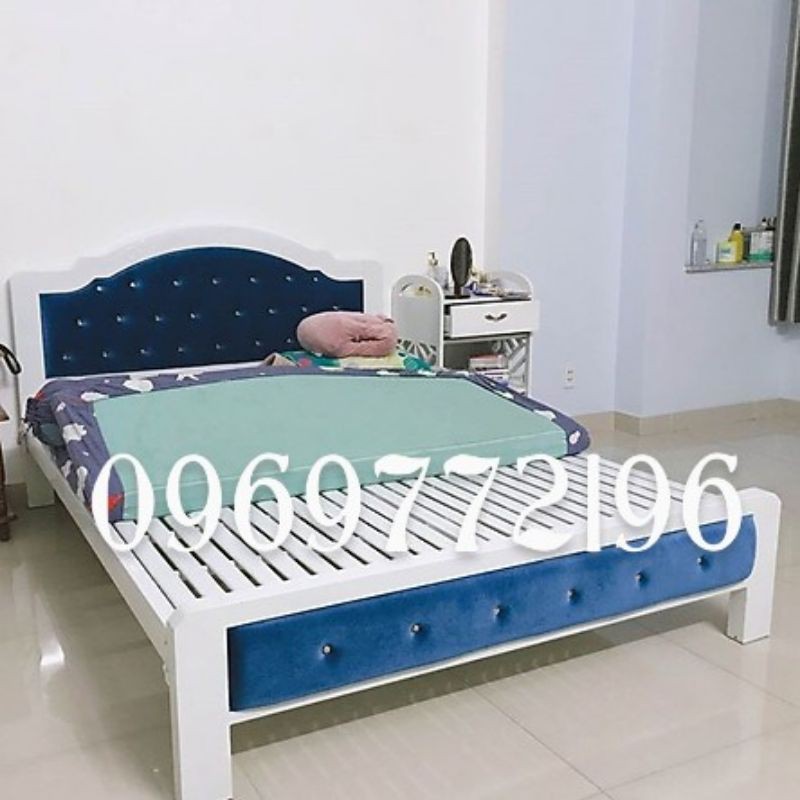Giường sắt hộp 5x10 bọc simili cao cấp 1m6x2m ( hình chụp thật) | BigBuy360 - bigbuy360.vn