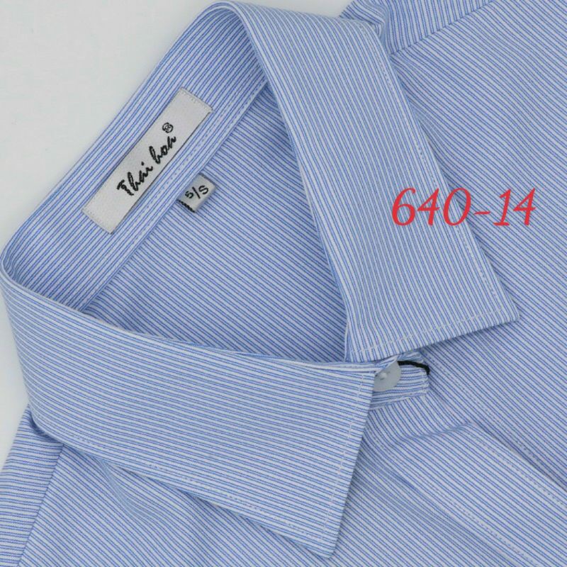 CHÍNH HÃNG THÁI HOÀ Áo sơ mi kẻ sọc xanh vải mềm 640-14-01