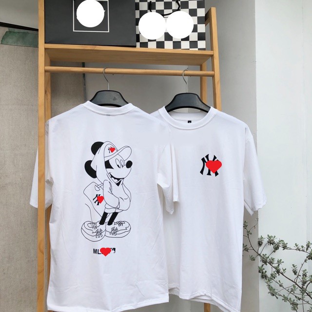Áo thun tay lỡ nam nữ form rộng chất vải cotton mát mềm mịn thấm hút mồ hôi in hình chuột micky | BigBuy360 - bigbuy360.vn
