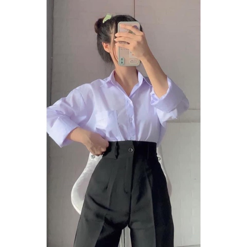 Áo sơ mi trắng dài tay oversize
