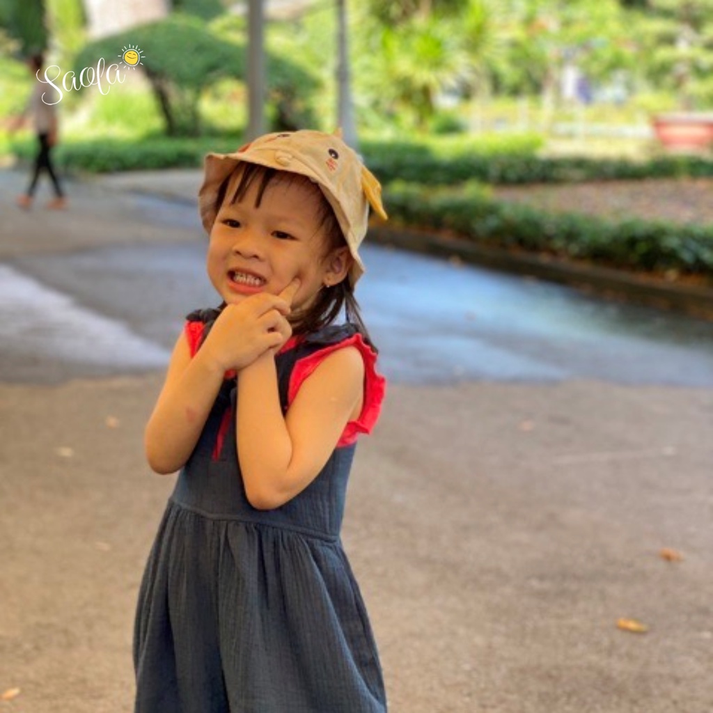 Bộ Áo Liền Quần Jumpsuit Phối Nơ Đáng Yêu Cho Bé Gái Chất Liệu Muslin - SIMMY OVERALL - JSM001 - SAOLA KIDS CLOTHING