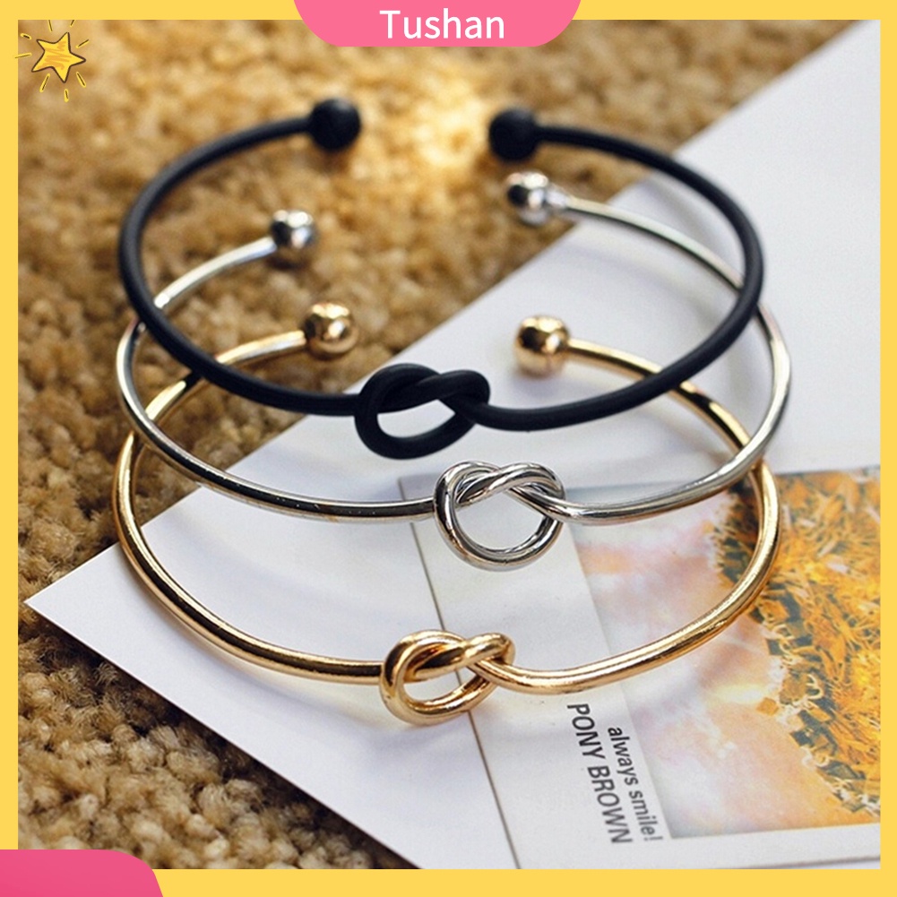 Vòng tay dạng hở kiểu dây thắt nút thời trang đơn giản dành cho nữ