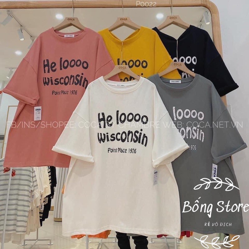 [Rẻ vô địch] Áo cotton tay lỡ unisex - áo Heloooo