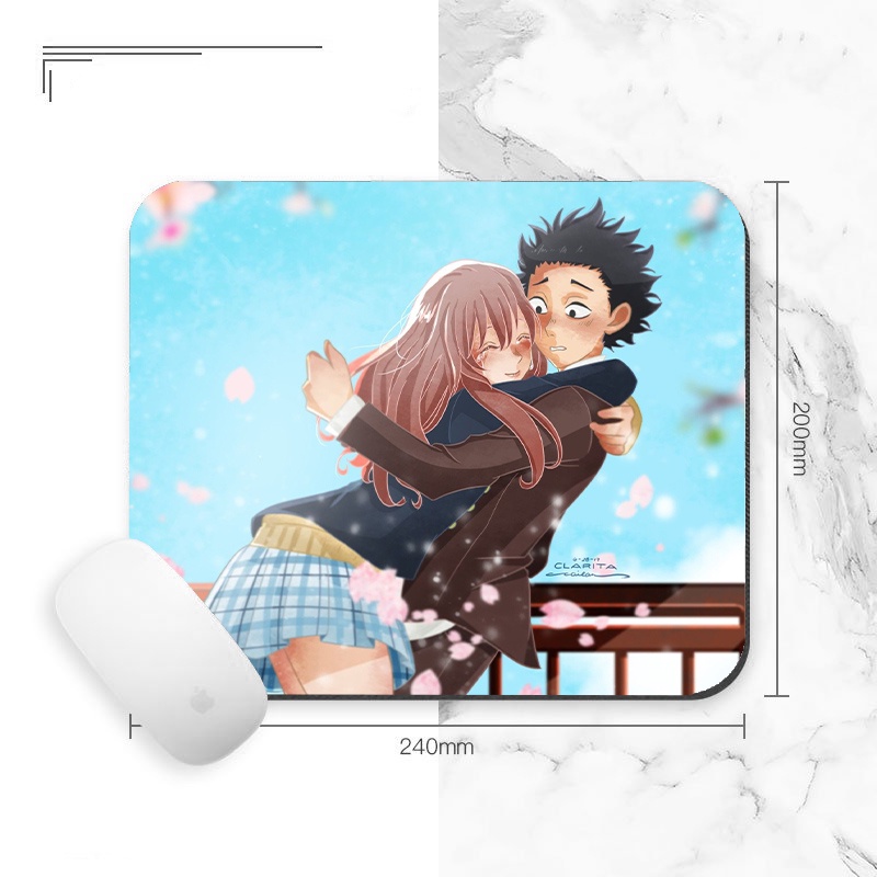 Miếng lót chuột IN HÌNH Koe No Katachi Dáng hình thanh âm anime chibi tiện lợi xinh xắn