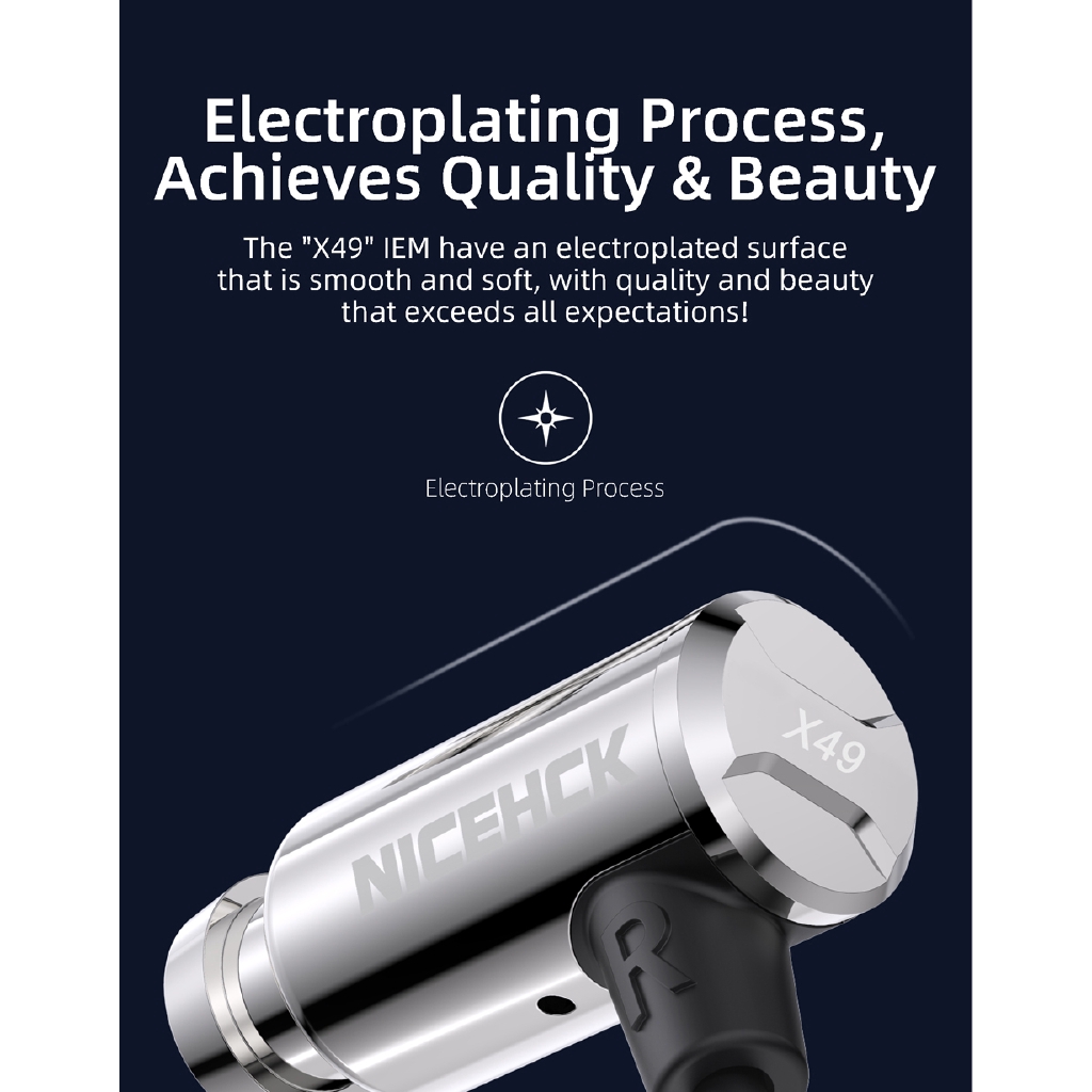 Tai nghe nhét tai cân bằng BA NICEHCK X49 hỗ trợ Hifi kèm Mic chất lượng cao