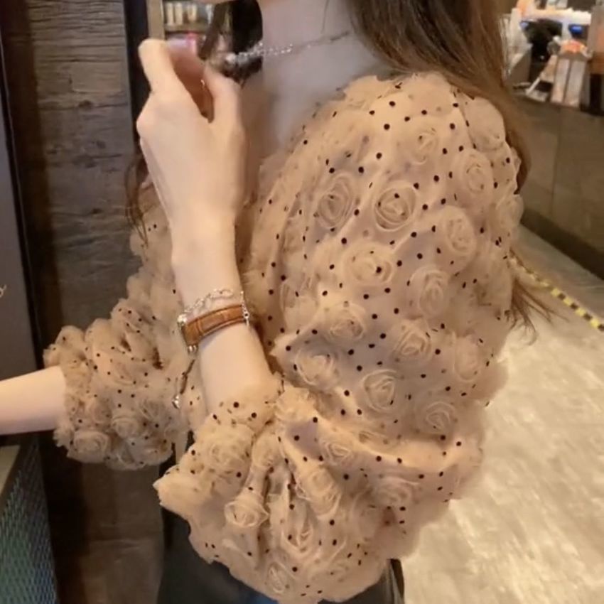 Áo Sơ Mi Dài Tay Cổ Chữ v Thiết Kế Mới Ngọt Ngào Thời Trang