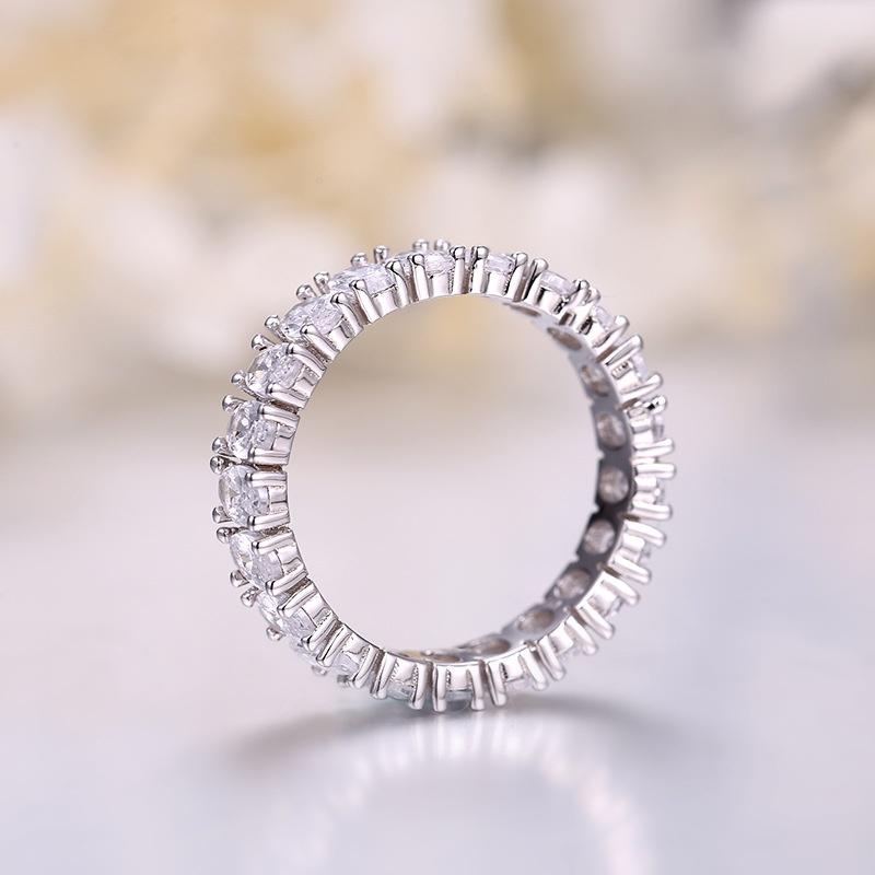 Nhẫn bạc nữ hình bánh xe đính đá sang trọng, chuẩn nhẫn bạc ta cao cấp