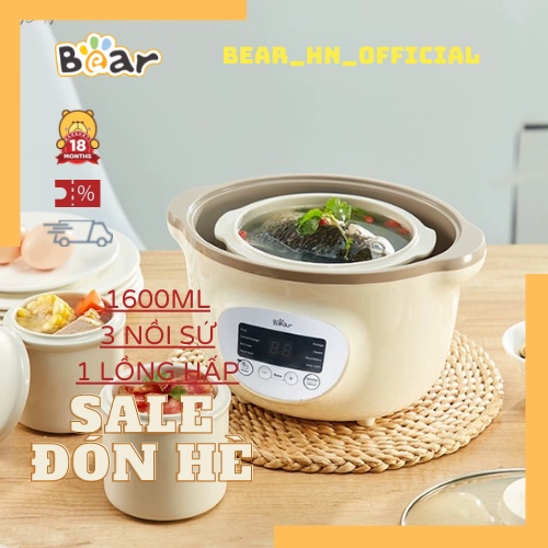 Nồi nấu chậm đa năng kèm lồng hấp Bear 1.6l- SUBE002 (có lồng hấp). bản quốc tế