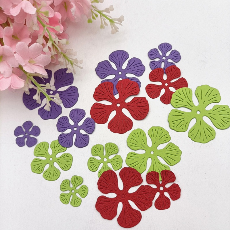 Set 5 Khuôn Cắt Giấy Kim Loại Hình Cánh Hoa 3D Xinh Xắn