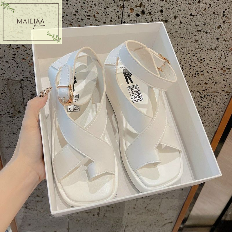 Sandal quai chéo xỏ ngón MAILIAA đế xuồng cao 3 phân đi êm chân