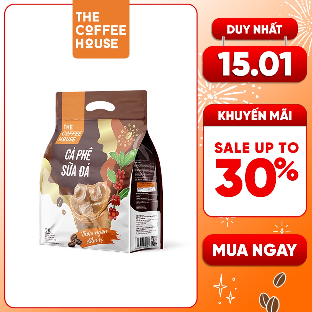 Cà phê sữa đá hòa tan The Coffee House - 25 gói x 22gr