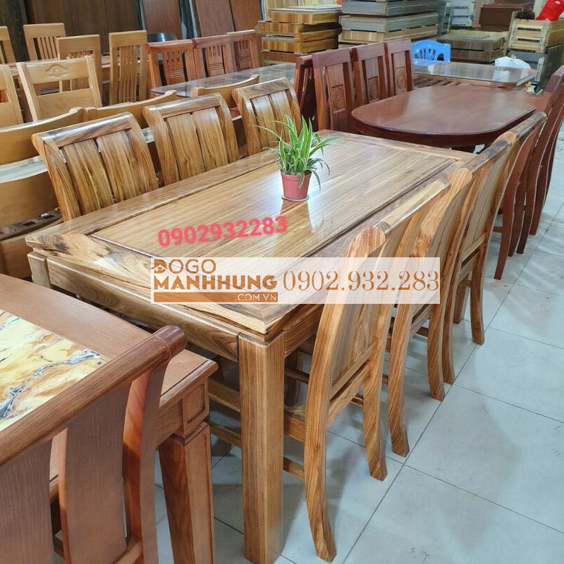 Bộ bàn ăn gỗ hương xám 6 ghế MS 10.7 - Xưởng Gỗ Mạnh Hùng