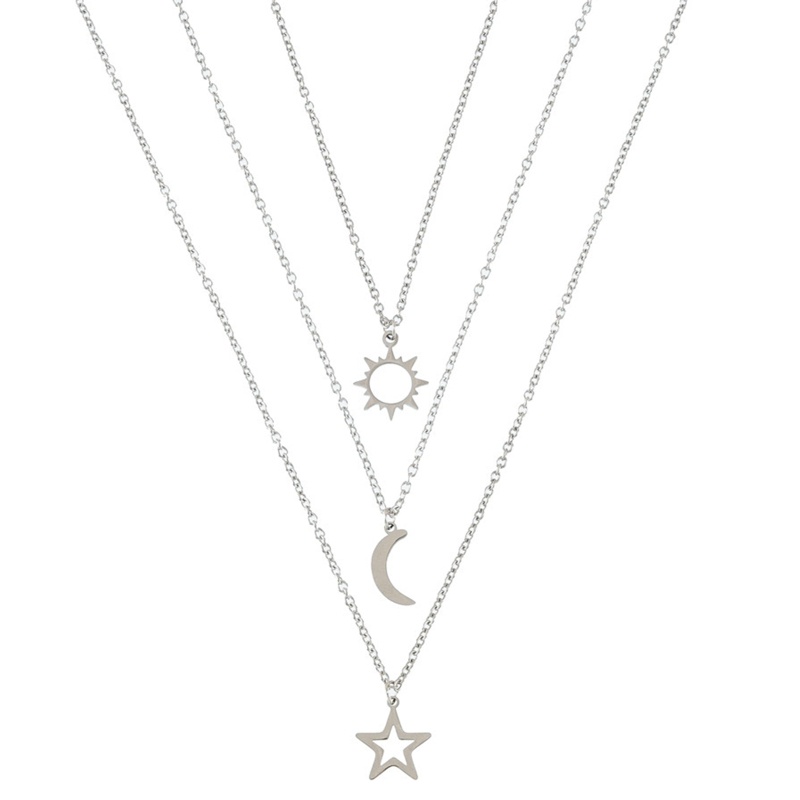 Vòng cổ Thẻ Bài 3 Lớp Bằng Thép Không Gỉ Âu Mỹ Sáng Tạo Cho Nữ