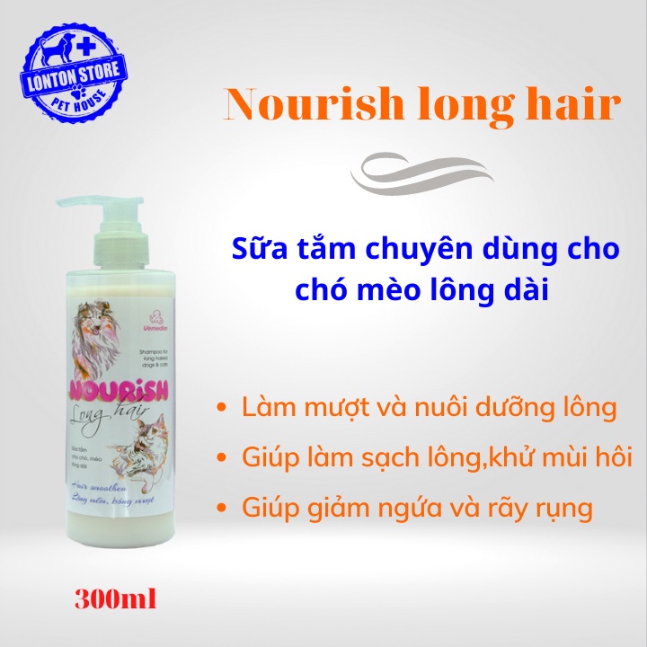 VEMEDIM Nourish Long Hair Shampoo - Sữa Tắm Chuyên Cho Chó Mèo Lông Dày Và Dài  Shampo - Lonton Store