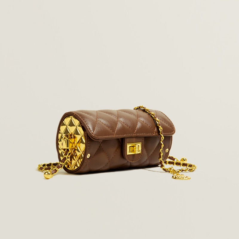 IELGY Túi đeo chéo hình trụ thiết kế dây xích dễ phối đồ