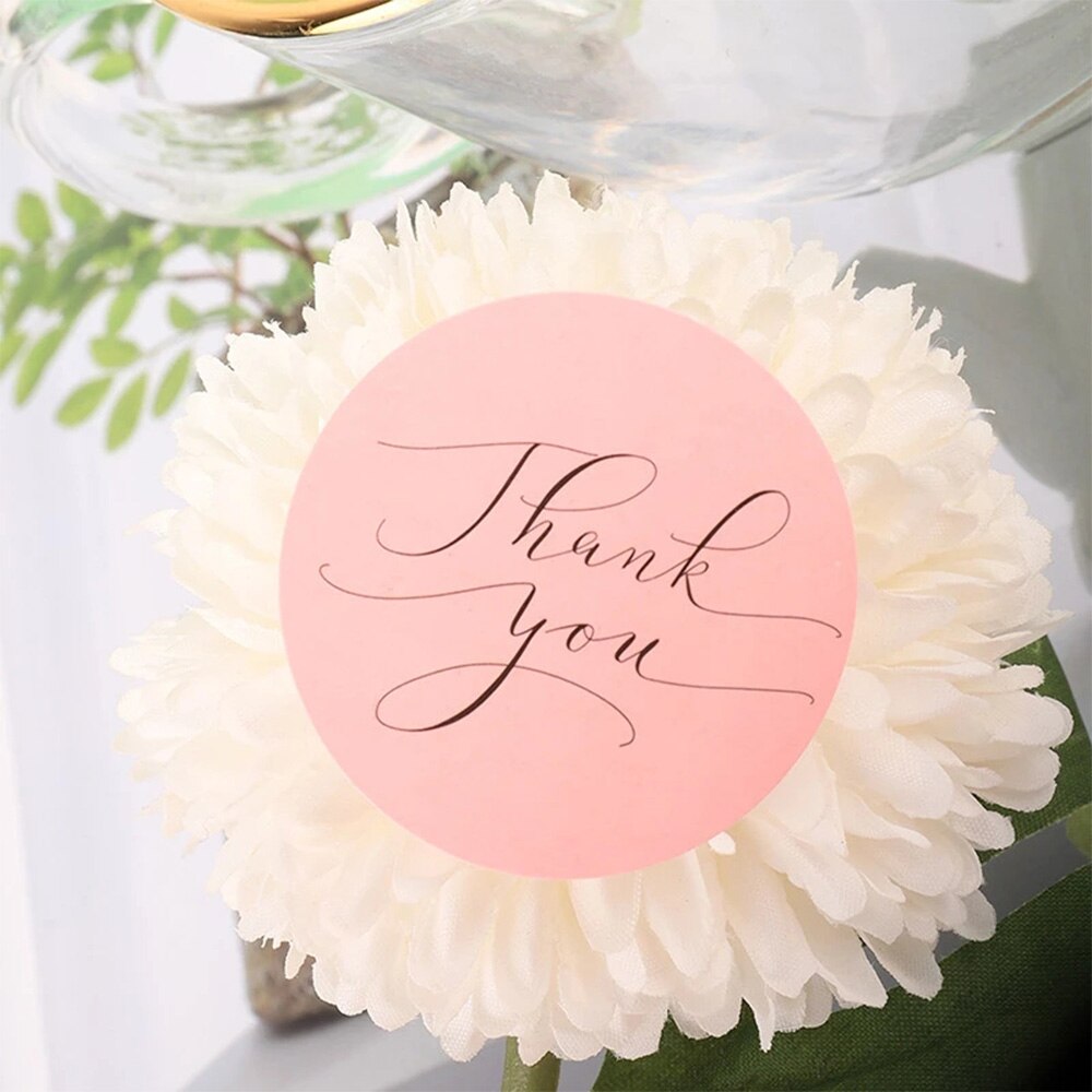 500 Miếng sticker tròn chữ thank you dán niêm phong bìa thư xinh xắn