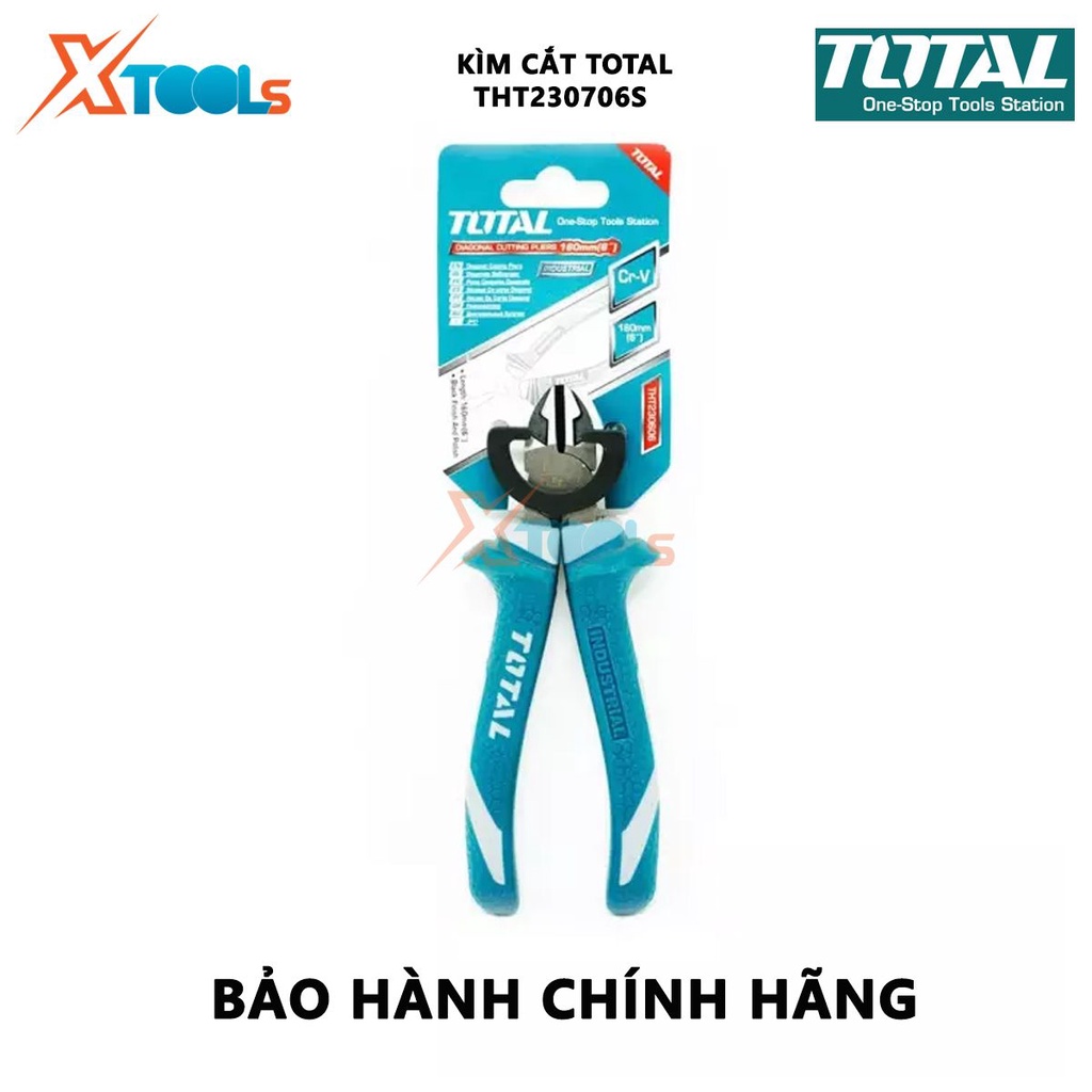 Kìm cắt cao cấp TOTAL THT230706S Kìm cắt dây điện kích thước 7&quot;/180mm, thép CR-V, tay cầm cách điện,bọc cao su chống trơ