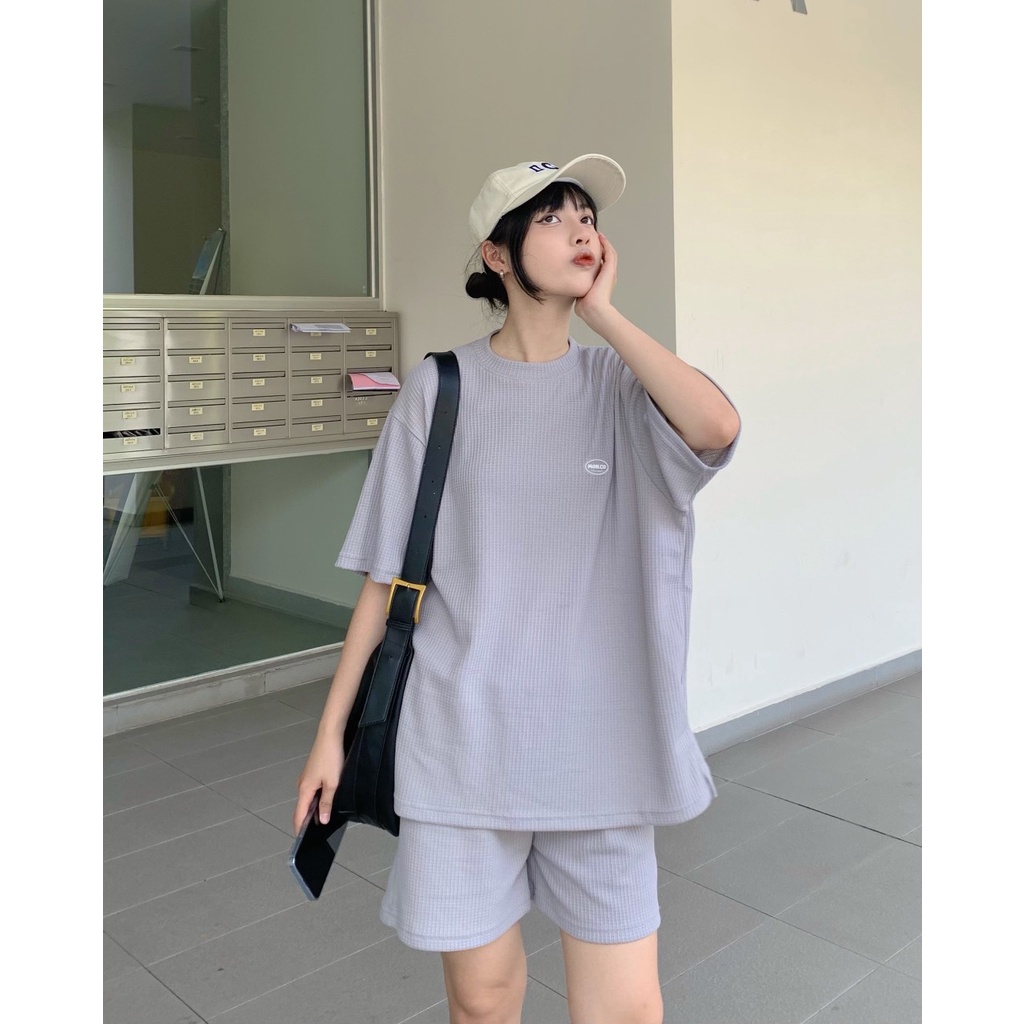 Set bộ nữ áo thun + quần short chất tổ ong mềm mát Mon.co SS0313