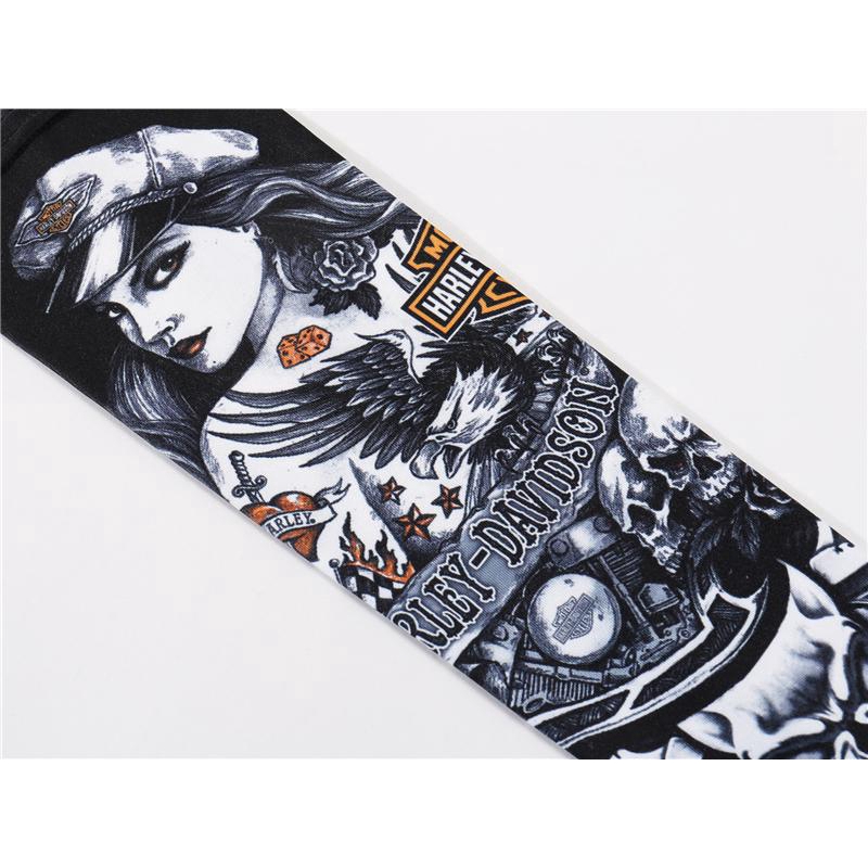 Găng tay ống chống nắng in họa tiết hình xăm dùng khi chạy xe mô tô Harley Davidson