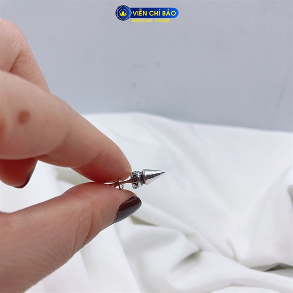 Khuyên tai bạc nam nữ unisex họa tiết đinh chất liệu bạc Thái 925 thời trang phụ kiện trang sức Viễn Chí Bảo B100037