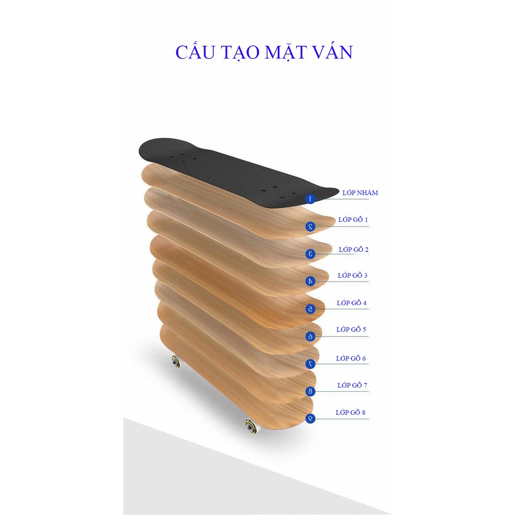 Ván Trượt Mặt Nhám Bánh Cao Su Cỡ Lớn 80cm,Đạt Chuẩn Thi Đấu Chịu Lực 120kg
