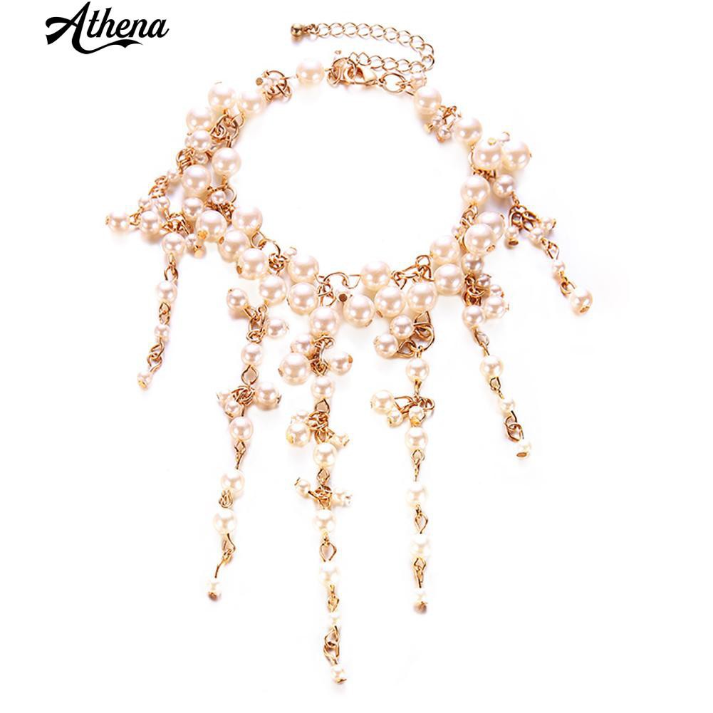 Vòng Đeo Tay PhốI HạT NgọC Trai Giả PhốI Tua Rua ThờI Trang Cho Nữ