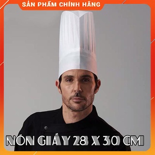 Nón Giấy Đầu Bếp Trưởng Cao 30cm - Combo 20 cái