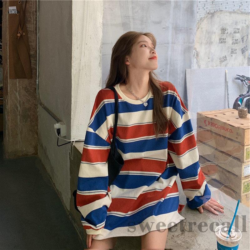 Áo Thun Nữ Tay Dài Kẻ Sọc Ngang Thời Trang