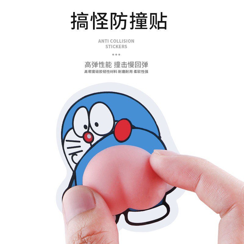 Bộ 2 Miếng Dán Trang Trí Cửa Xe Hơi Chống Va Chạm Hình Hoạt Hình 3D Sáng Tạo