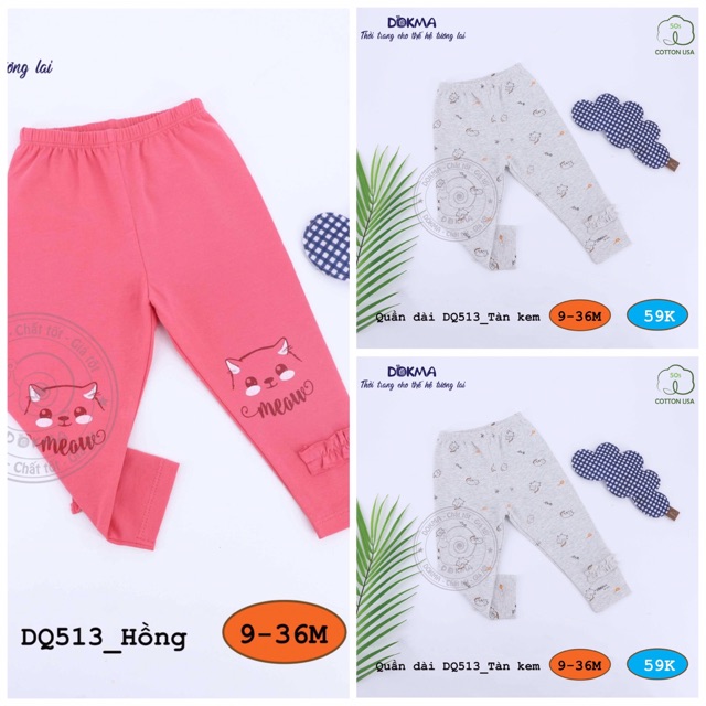 [Dokma DQ513] Quần legging cotton mỏng cho bé gái