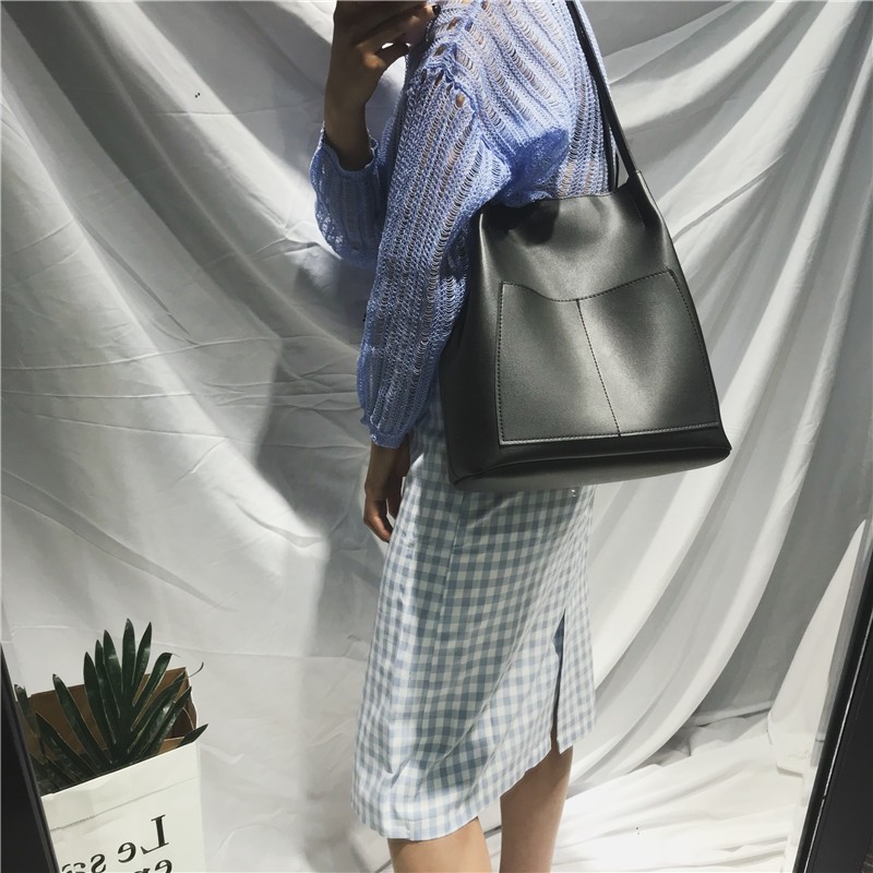 Túi tote da quai mảnh vừa A4- tặng kèm ví - P037