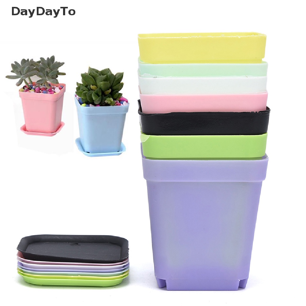 Khay Nhựa Vuông Nhiều Màu Trồng Cây Trang Trí Sân Vườn
