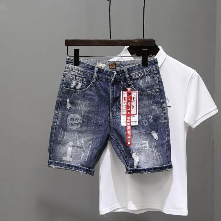 Quần Short Jean Nam Đẹp Chất Bò Co Giãn Cao Cấp, Quần Ngố rách Mẫu Mới Phong Cách Hàn Quốc ⚡