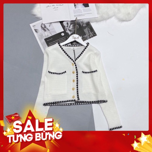 -HÀNG NHẬP KHẨU Áo Len Cardigan Phối Viền Áo Len Mỏng,chất Liệu Dệt Kim, Kiểu Dáng Sang Trọng, Dễ Phối Đồ. Liên hệ mua