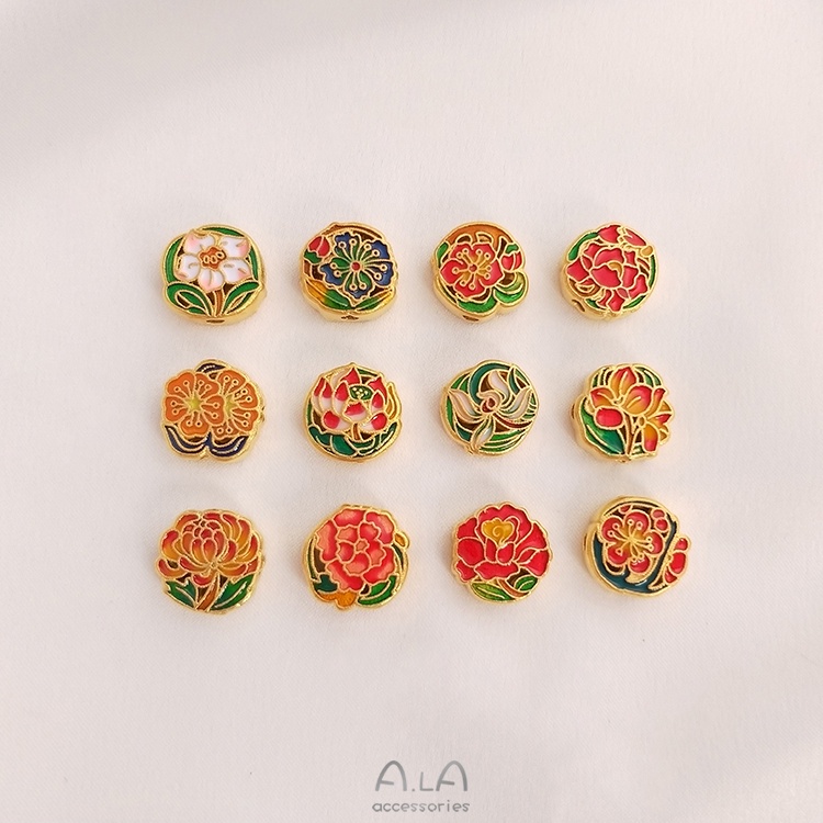 Cát Vàng Xanh Tráng Men Xanh Dương Có Lỗ Rỗng Làm Vòng Đeo Tay diy