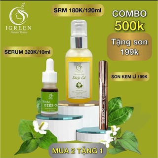 Combo serum diếp cá giảm mụn, giảm thâm, se khít lỗ chân lông, sáng da - serum diếp cá igreen