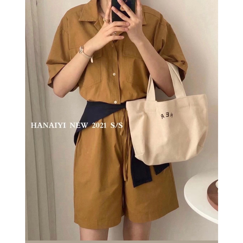 Jum cổ sơ mi túi ngực vải thô trơn form thụng đáng yêu full 4 màu | BigBuy360 - bigbuy360.vn