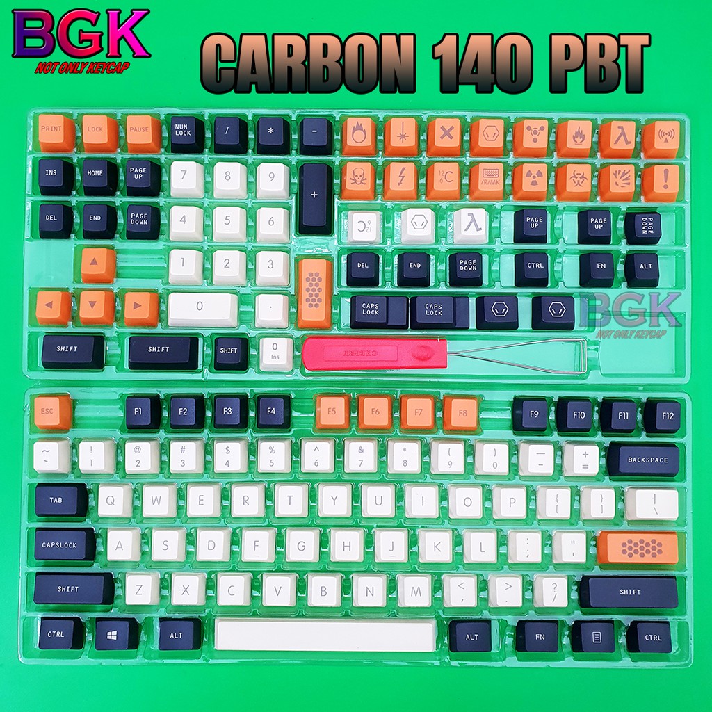 Bộ Keycap Carbon 140 nút Thick PBT OEM Profile Lazer Cần được layout 68,84,98..v..v