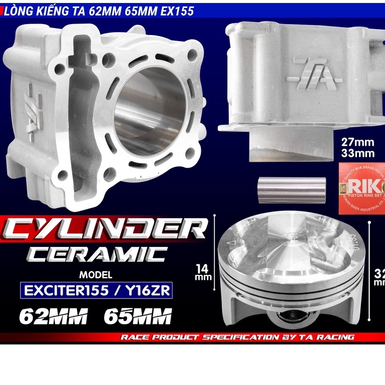 LÒNG KIẾNG TA RACING EXCITER 155 / Y16ZR 62- 65MM / CHÂN 33 (1 COMBO)