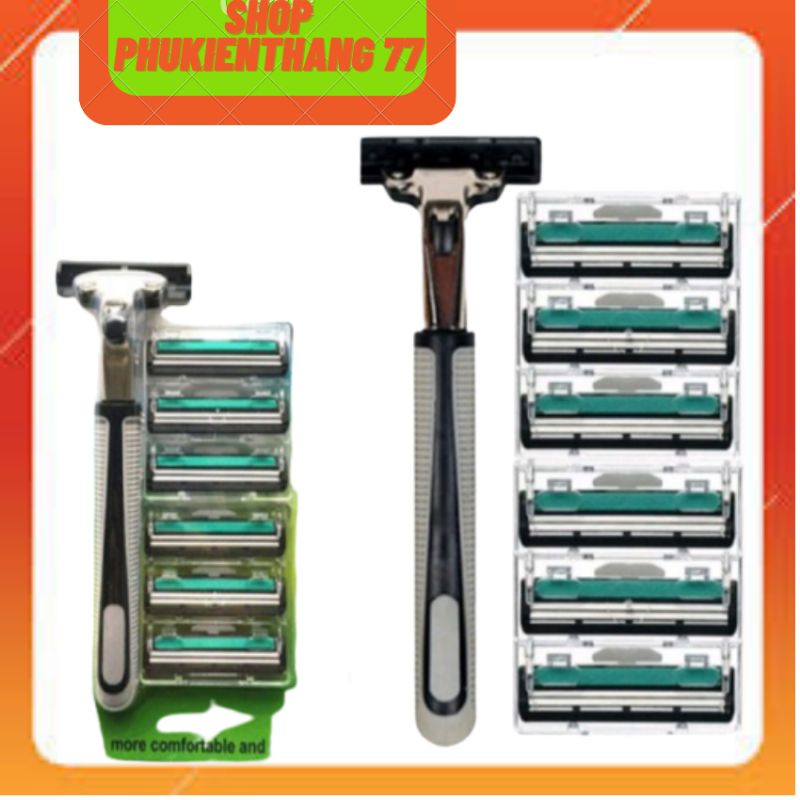 Combo dao cạo râu+ 6 lưỡi dao