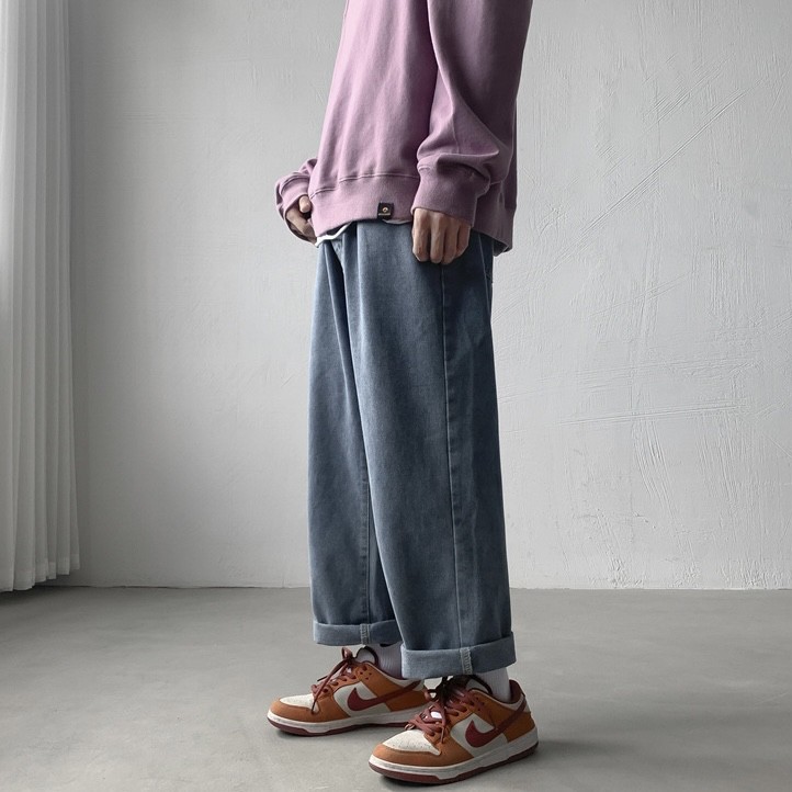 [Hàng có sẵn] Quần Jean Trơn Dáng Gọn Phong Cách Unisex Lưng Thun Dễ Phối Đồ