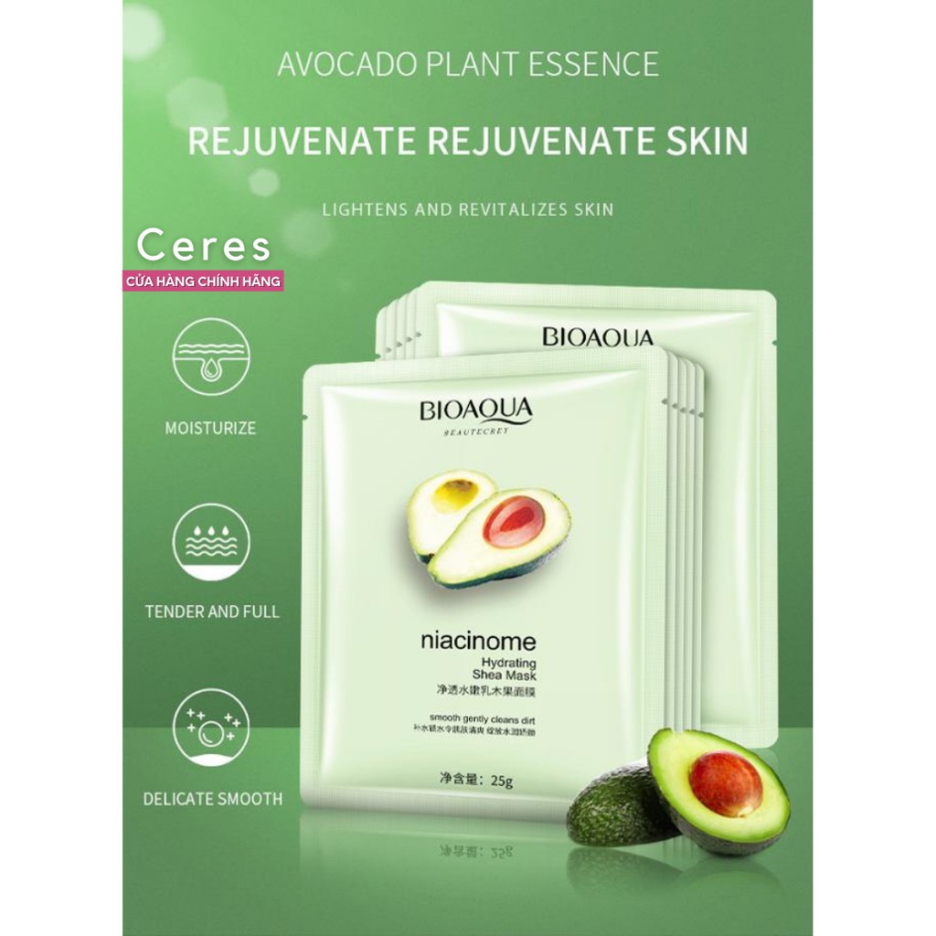 Mặt Nạ 🥑𝑭𝒓𝒆𝒆𝒔𝒉𝒊𝒑🥑 Mask Quả Bơ Bioaqua Niacinome Hydrating Shea - Mask Giữ Ẩm Cấp Nước Trắng Da | BigBuy360 - bigbuy360.vn