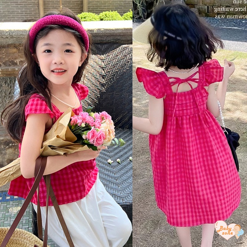 Đầm Không Tay Hở Lưng Màu Sắc Trơn Dành Cho Bé Gái 3-8 Tuổi