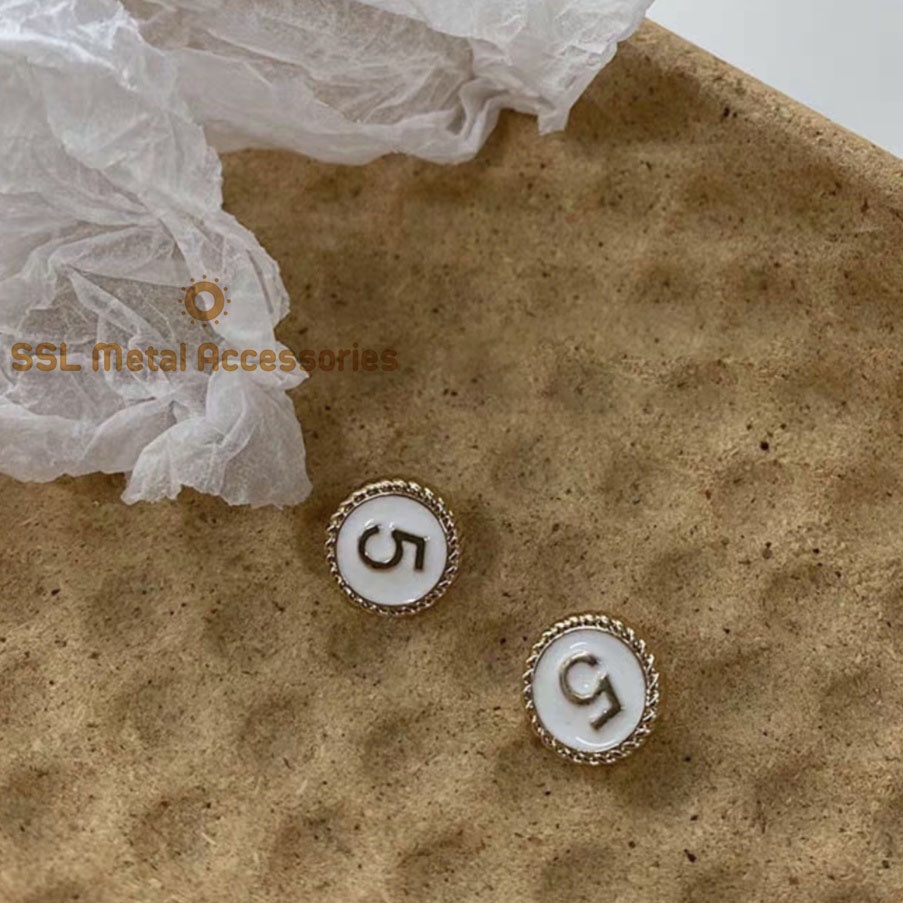 Cúc áo kim loại thời trang mới hình tròn số 5 dành cho áo vest, áo dạ, váy đầm thiết kế YS-645  11.5mm