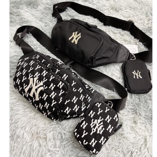 Túi đeo chéo/túi bao tử mlb ny monogram waist bag blac