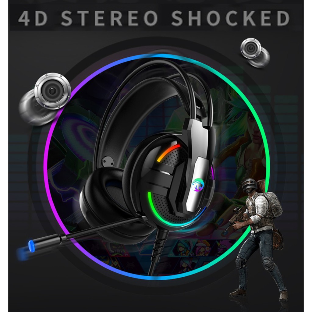 Tai Nghe Chụp Tai Có Dây Dùng Chơi Game Kèm Mic Và LED Cho Điện Thoại Di Động / Pc / Ps4