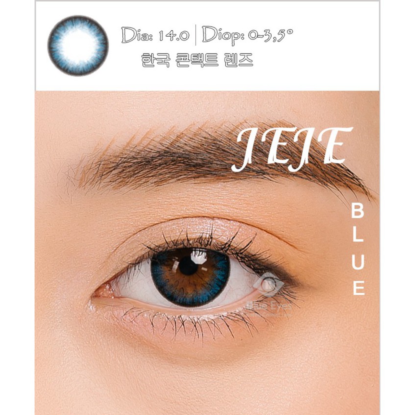 Lens xanh, Kính áp tròng  màu xanh  JEJE BLUE, lens áp tròng giãn nhẹ  DIA  14.0, HSD 6 tháng.