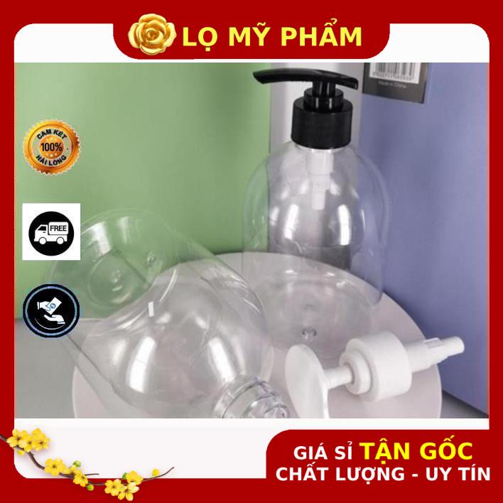 Chai Chiết Mĩ Phẩm ❤ GIÁ TỐT NHẤT ❤ Chai nhựa pet vòi nhấn sữa tắm 500ml Trong lùn chiết mỹ phẩm , phụ kiện du lịch