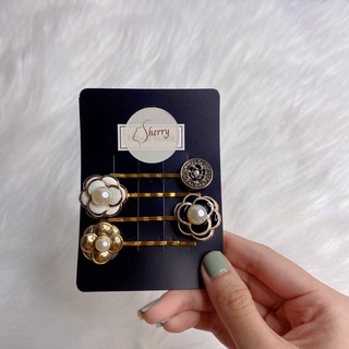 Set 4 chiếc kẹp tóc hoa trà