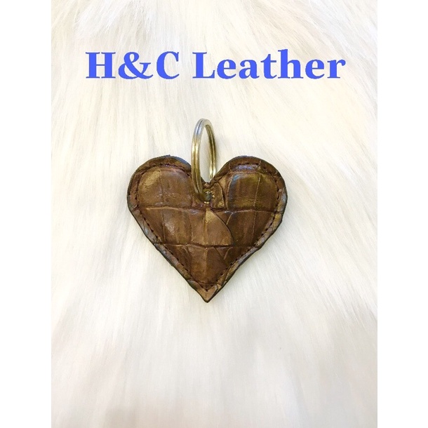 Móc khóa trái tim da cá sấu thật 100% size trung